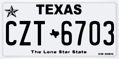 TX license plate CZT6703
