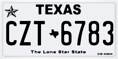 TX license plate CZT6783