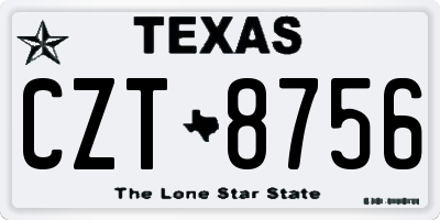 TX license plate CZT8756