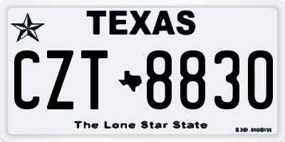 TX license plate CZT8830