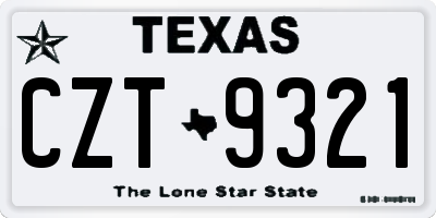 TX license plate CZT9321