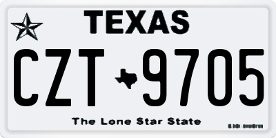 TX license plate CZT9705