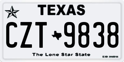 TX license plate CZT9838