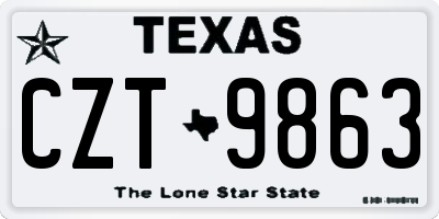 TX license plate CZT9863