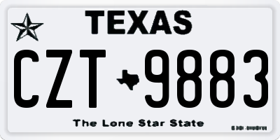 TX license plate CZT9883