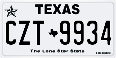 TX license plate CZT9934