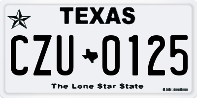 TX license plate CZU0125