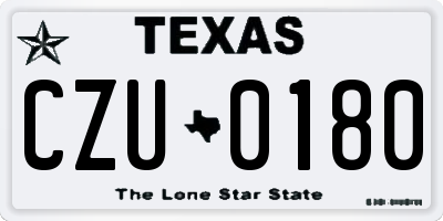 TX license plate CZU0180