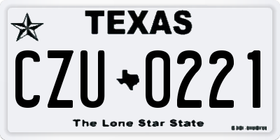 TX license plate CZU0221