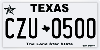 TX license plate CZU0500