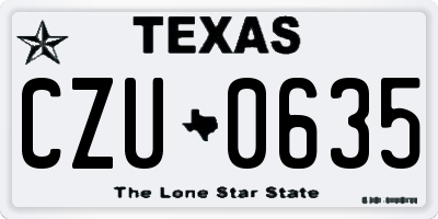 TX license plate CZU0635