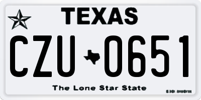 TX license plate CZU0651