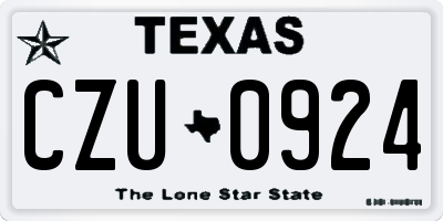 TX license plate CZU0924