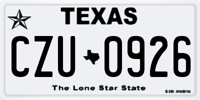 TX license plate CZU0926