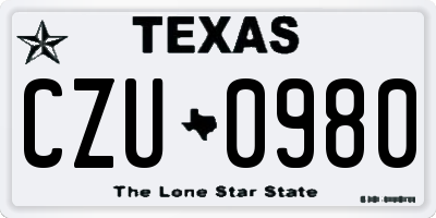 TX license plate CZU0980
