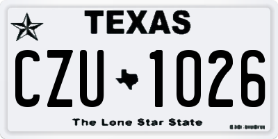 TX license plate CZU1026