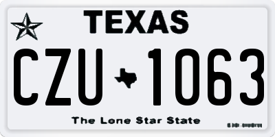 TX license plate CZU1063