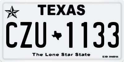 TX license plate CZU1133