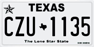 TX license plate CZU1135