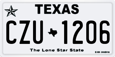 TX license plate CZU1206
