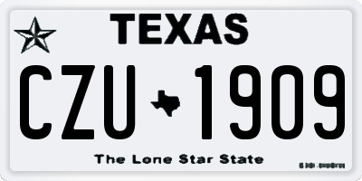 TX license plate CZU1909
