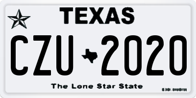 TX license plate CZU2020