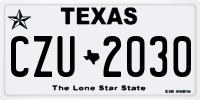 TX license plate CZU2030