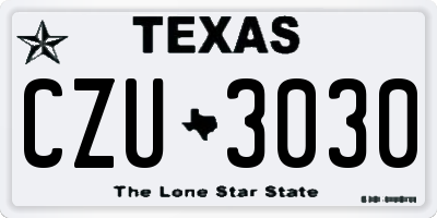 TX license plate CZU3030
