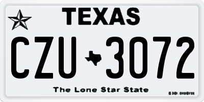 TX license plate CZU3072