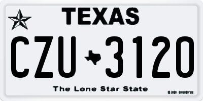 TX license plate CZU3120