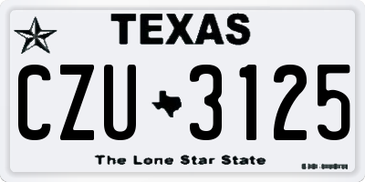 TX license plate CZU3125