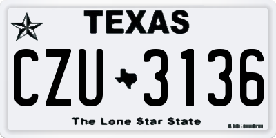 TX license plate CZU3136