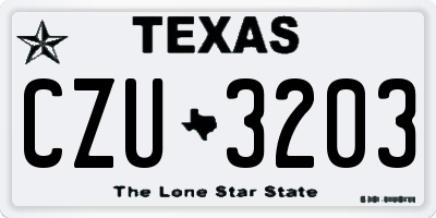 TX license plate CZU3203