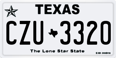 TX license plate CZU3320
