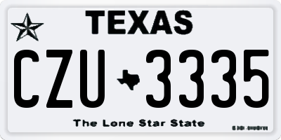 TX license plate CZU3335