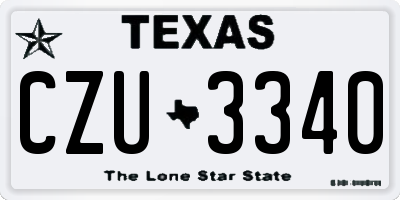 TX license plate CZU3340