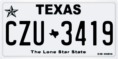 TX license plate CZU3419