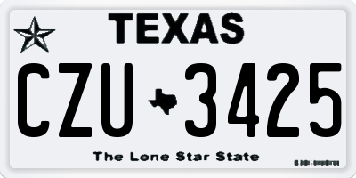 TX license plate CZU3425