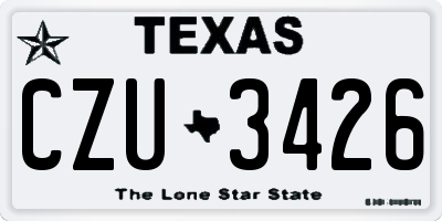 TX license plate CZU3426