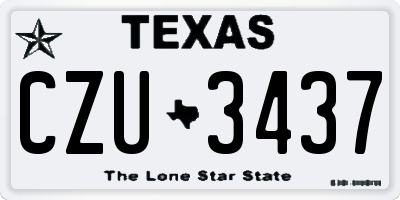 TX license plate CZU3437