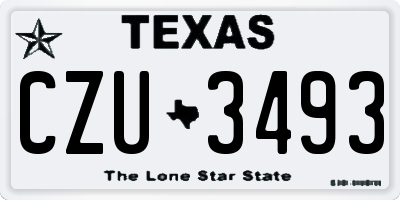 TX license plate CZU3493