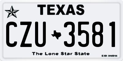 TX license plate CZU3581