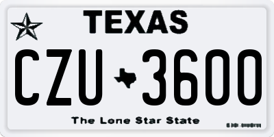 TX license plate CZU3600