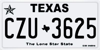 TX license plate CZU3625