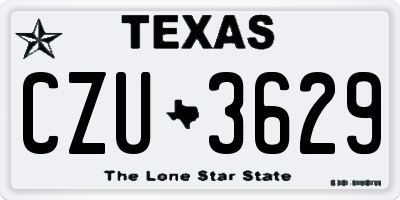 TX license plate CZU3629