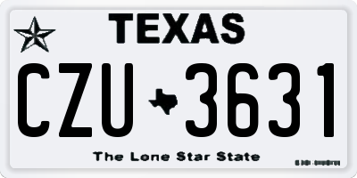 TX license plate CZU3631
