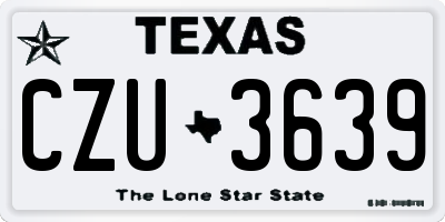 TX license plate CZU3639