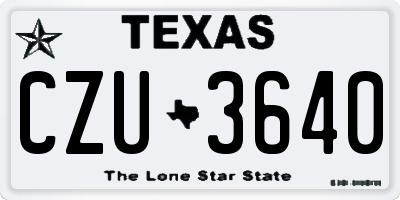 TX license plate CZU3640