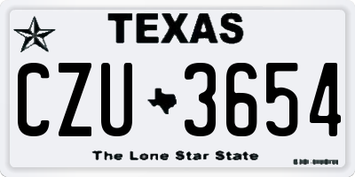 TX license plate CZU3654