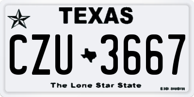 TX license plate CZU3667